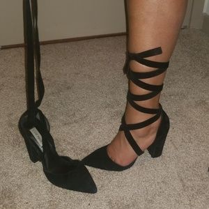 Suede 4 inch block heel